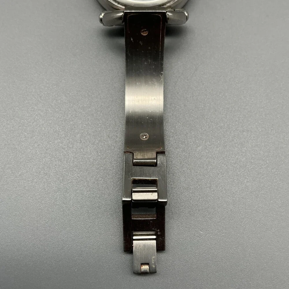 Fossil ES-2471 Womens Watch 30mm Silver Tone Blue Inlay Bangle New Battery 6.5